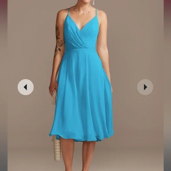 David's Bridal | Dresses | Davids Bridal Spaghetti Strap Chiffon Short Bridesmaid  Dress Quatz Size 6 | Poshmark